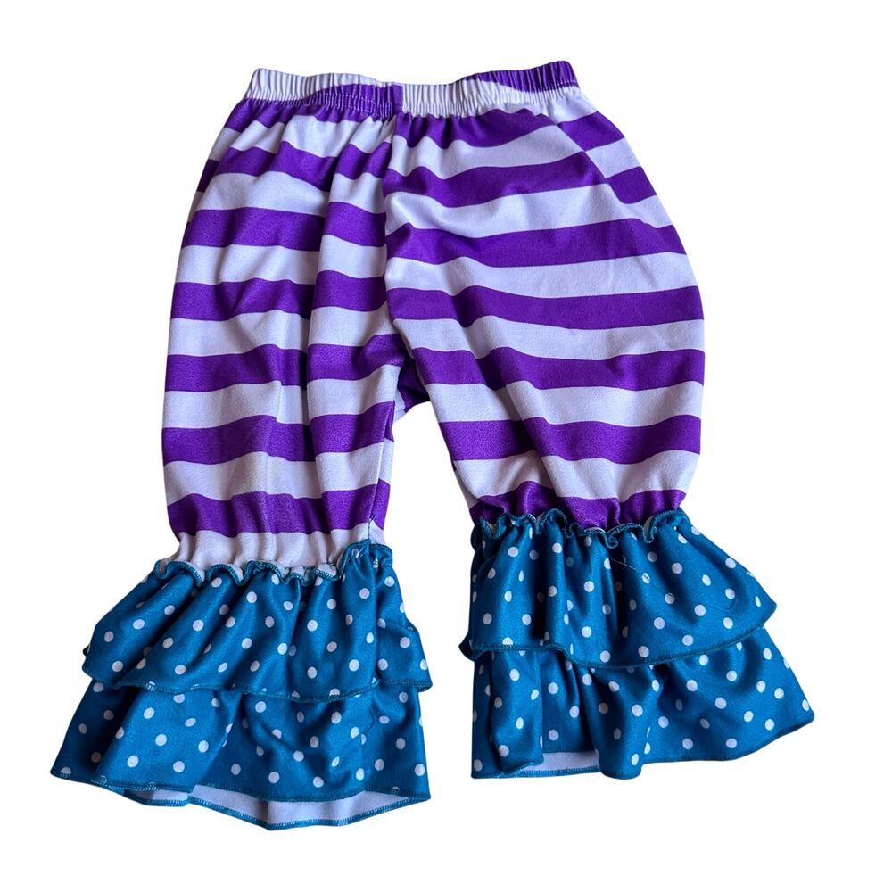 Dash of Glitter Purple Striped Pants 6-12 Months